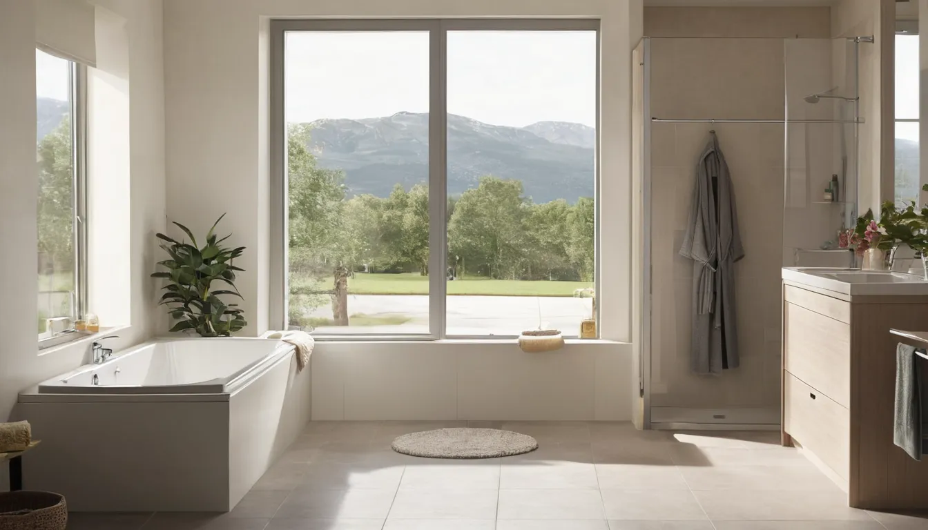Smiling older homeowner beside a walk-in tub in a bright bathroom in Kent